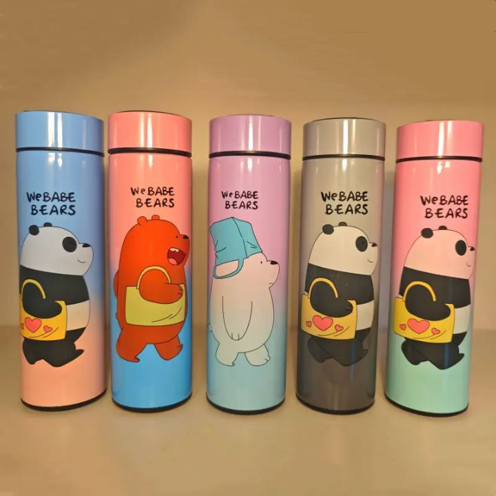 Stainless Steel Vacuum Thermos Flask Panda & Bear Steel Bottle 500ml Saif Official Store
