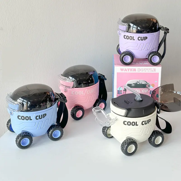Baby Car Plastic Bottle with Wheels β Kids Travel Cup Portable