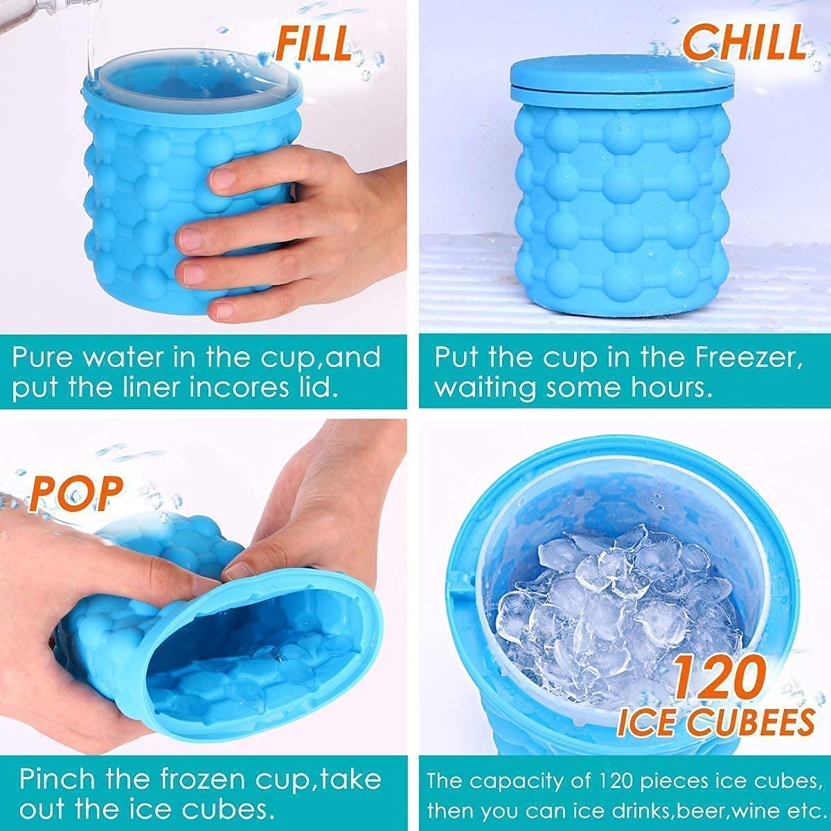 Portable Ice Cube Maker Bucket – Dual Function, Compact & Easy Use