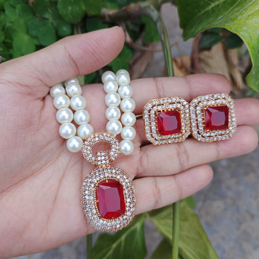 Edwardian Style Colored Stones Neckless with Earrings for Women Saif Official Store
