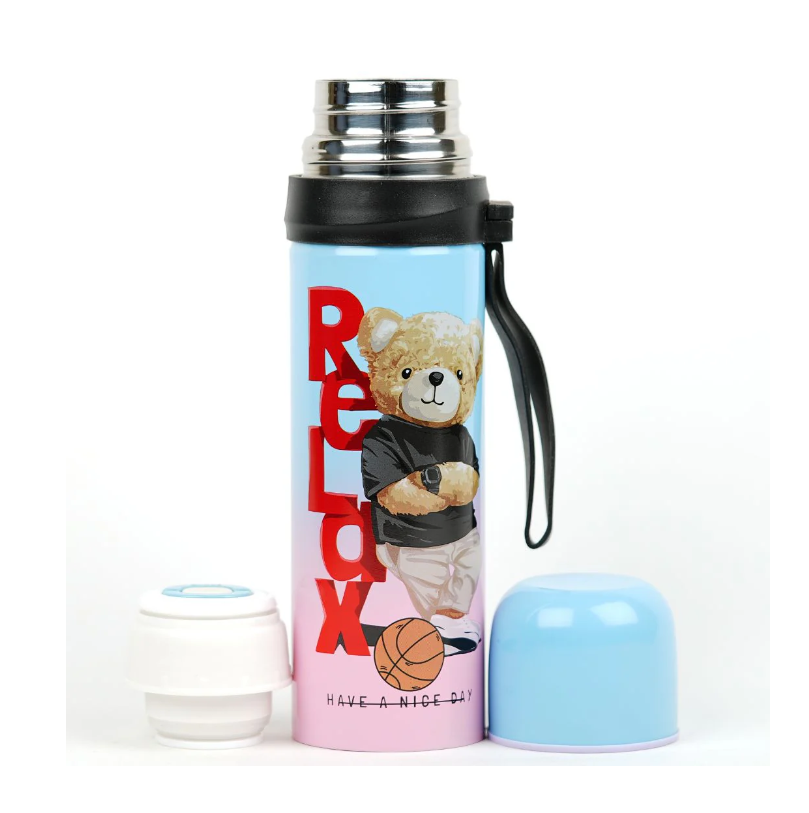 Stainless Steel Vacuum Thermos Flask Panda & Bear Steel Bottle 500ml Saif Official Store