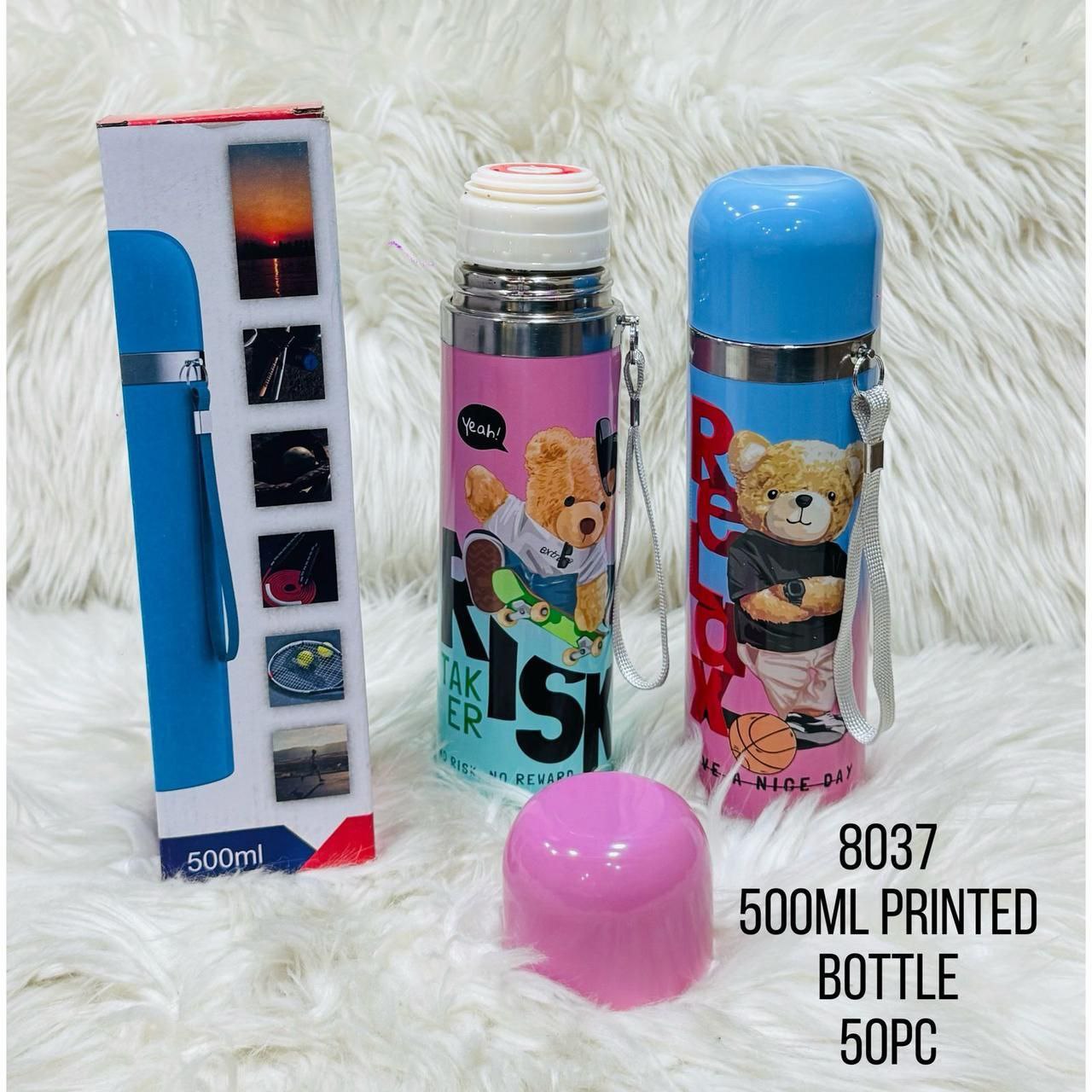 Stainless Steel Vacuum Thermos Flask Panda & Bear Steel Bottle 500ml Saif Official Store