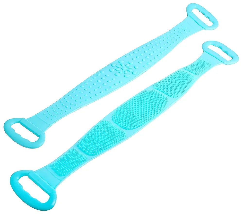 Two blue textured straps on a white background
