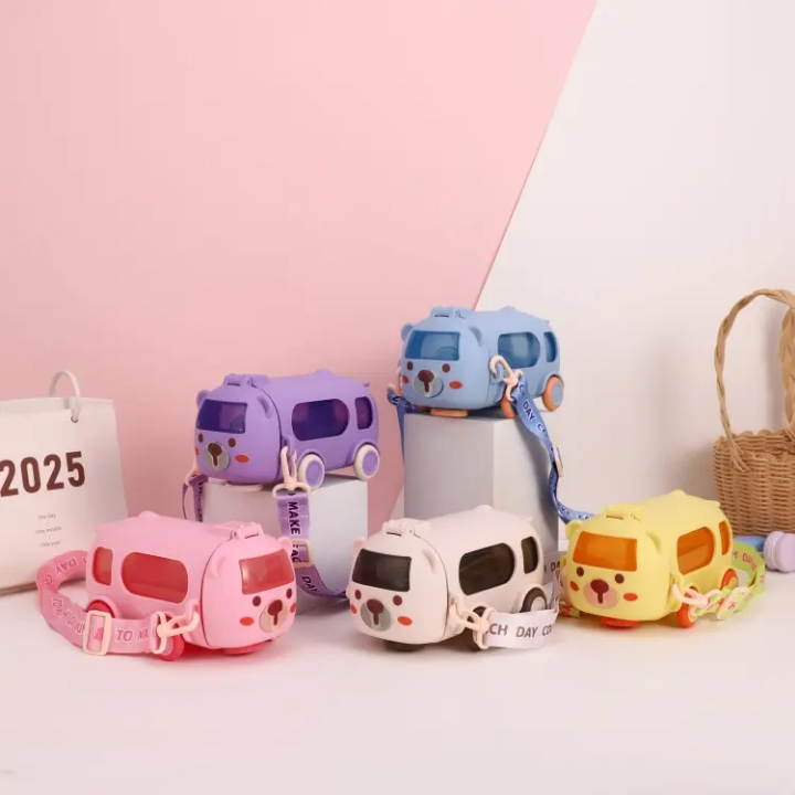 Bus Toy Straw Cup Indoor Outdoor Water Bottle