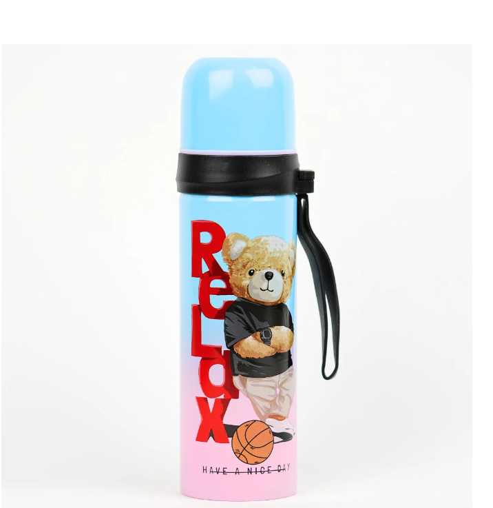 Stainless Steel Vacuum Thermos Flask Panda & Bear Steel Bottle 500ml Saif Official Store