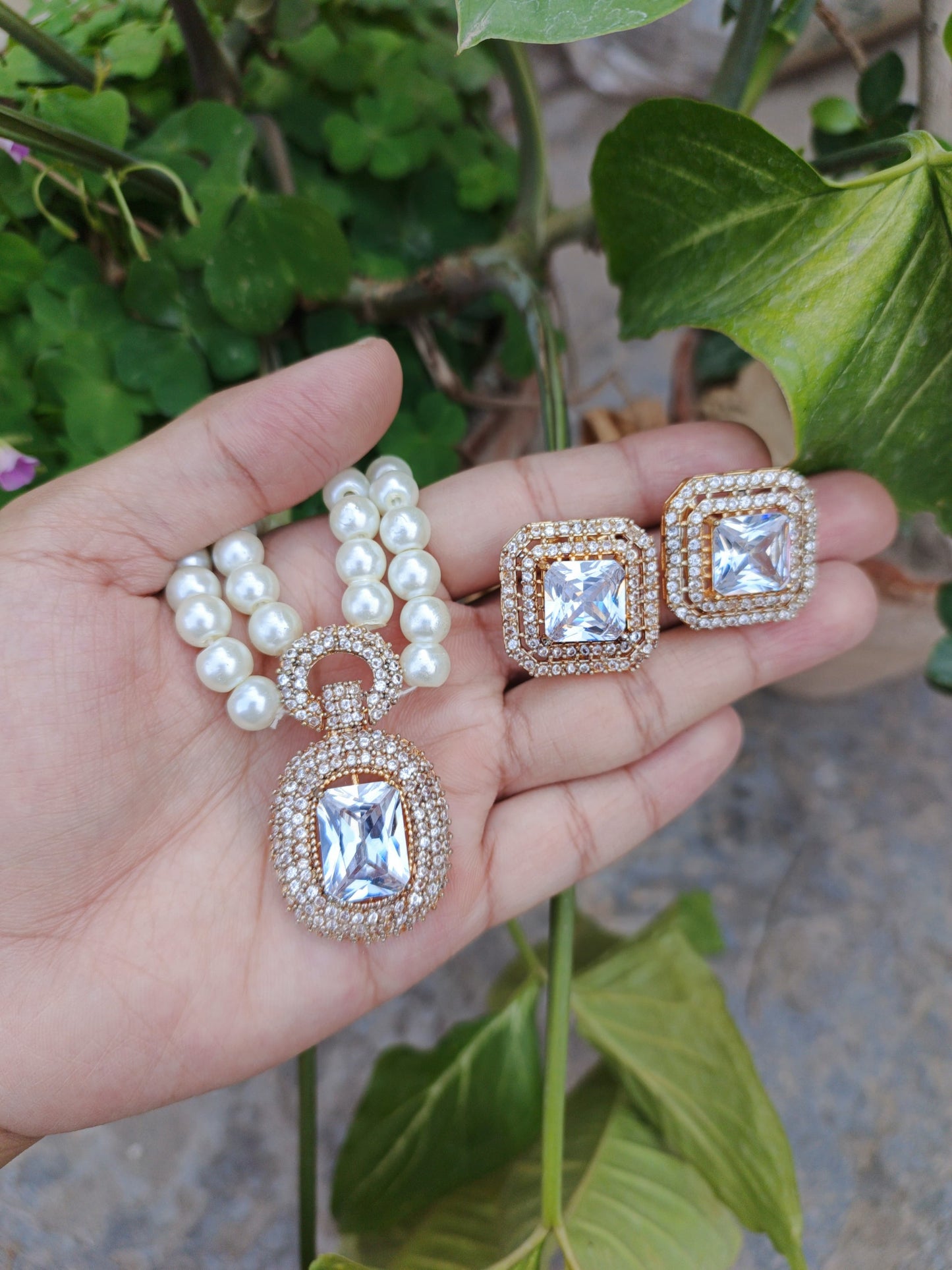 Edwardian Style Colored Stones Neckless with Earrings for Women Saif Official Store