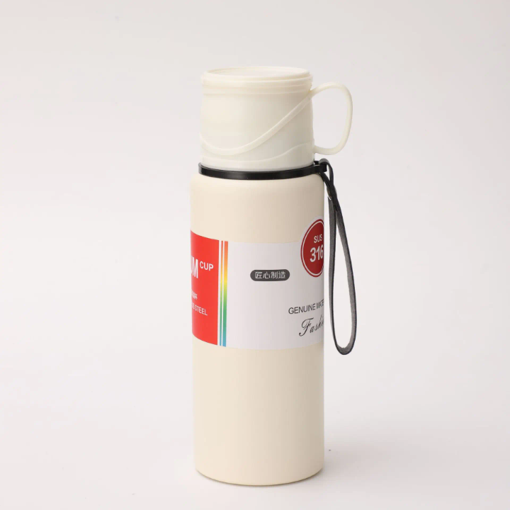 Stainless Steel Vacuum Insulated Bottle Water Flask Gift Set with Two Cups Hot & Cold. Saif Official Store