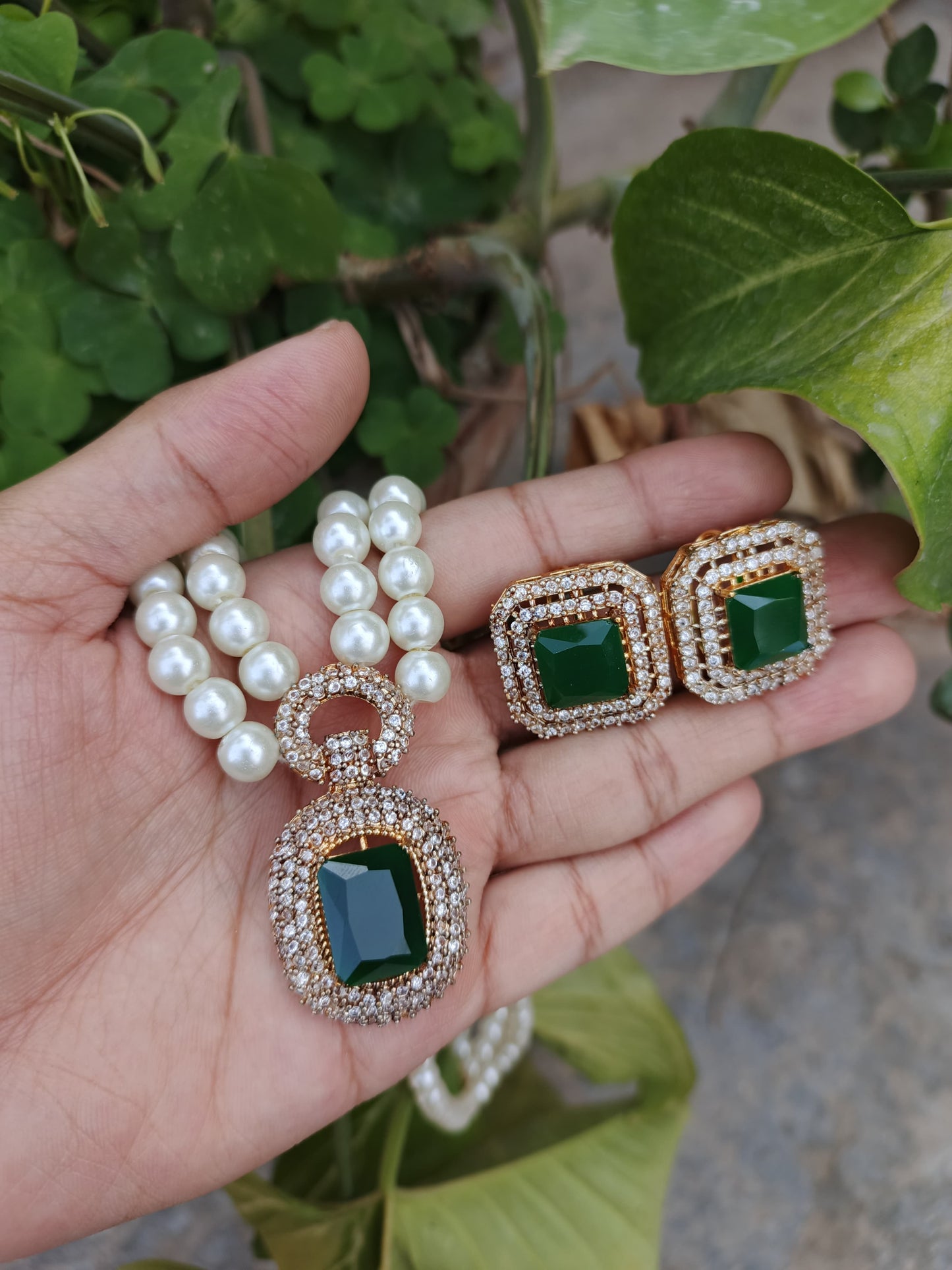 Edwardian Style Colored Stones Neckless with Earrings for Women Saif Official Store