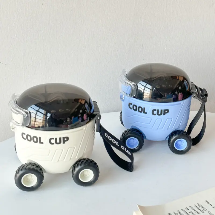 Baby Car Plastic Bottle with Wheels – Kids Travel Cup Portable