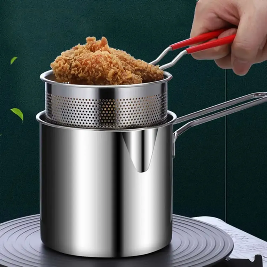 Stainless Steel Deep Frying Pot with Strainer Basket for All Cooktops