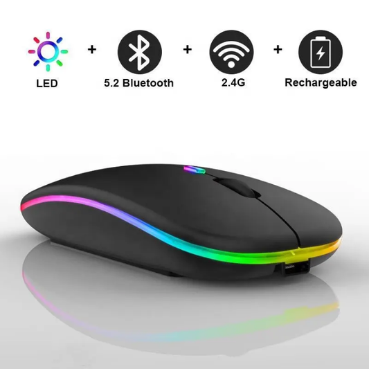 Wireless RGB Bluetooth Rechargeable Mouse with Silent Click Design
