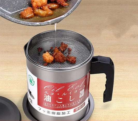 Stainless Steel Oil Filter Pot | Reusable Cooking Oil Strainer
