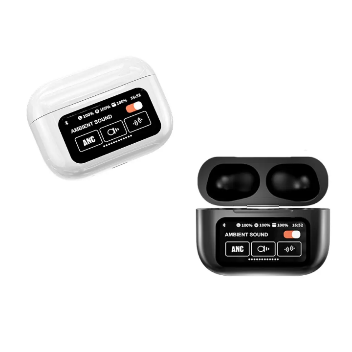 A9 Pro Touch Screen ANC Wireless Headset TWS Noise Cancelling Earbuds Saif Official Store