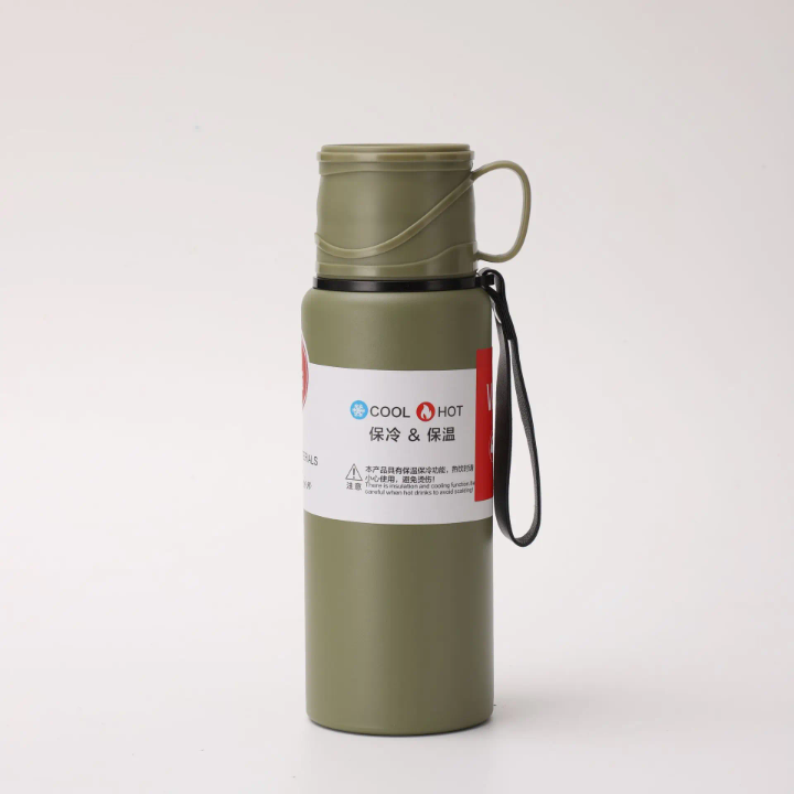 Stainless Steel Vacuum Insulated Bottle Water Flask Gift Set with Two Cups Hot & Cold. Saif Official Store